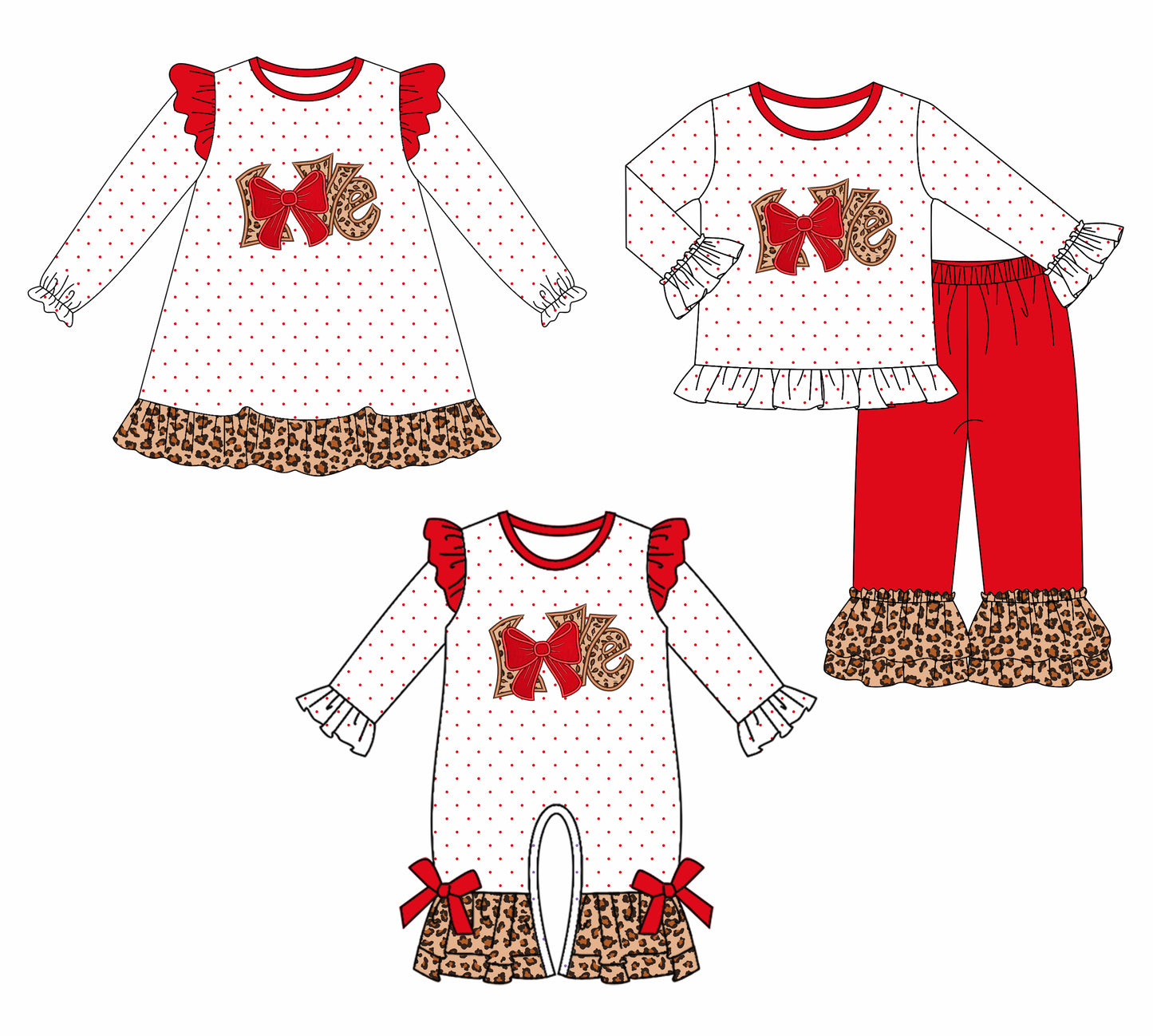 7.10(Custom Design Preorder MOQ 5 Each Design) LOVE Leopard Print Girls Valentine's Day Matching Clothes Sisters Wear