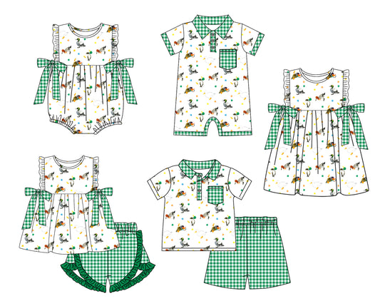 11.21(Custom Design Preorder MOQ 5 Each Design) Duck Print Kids Summer Matching Clothes Sibling Wear