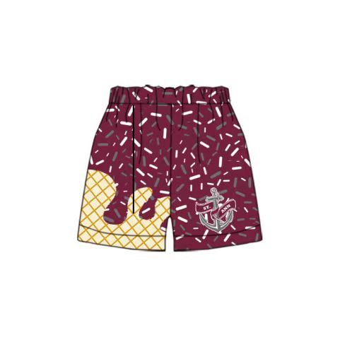 (Custom Design Preorder MOQ 5 Each Item) Team's ST ANN Wine Sprinkles Print Summer Bottom Shorts Mom and Me Matching Clothes