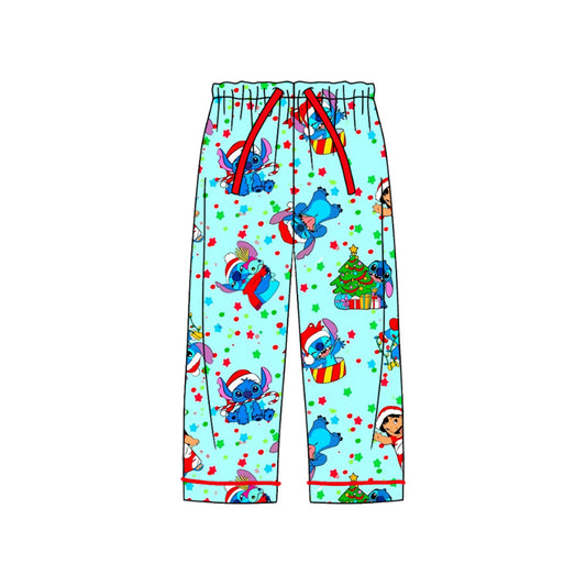 (Custom Design Preorder MOQ 5)  Adult Cartoon Blue Animals Print Woman Christmas Pajamas Pants