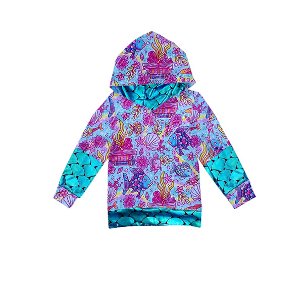 (Custom Design Preorder MOQ 5) Fish Print Girls Hoodie Top