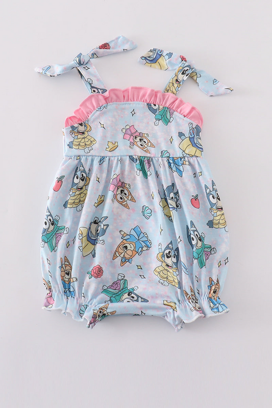 (Custom Design Preorder MOQ 5) Cartoon Dog Print Baby Girls Summer Romper