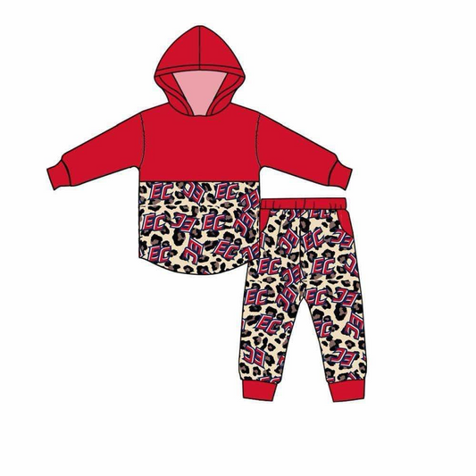 (Custom Design Preorder MOQ 5) Team's EC Leopard Print Kids Hoodie Clothes Set