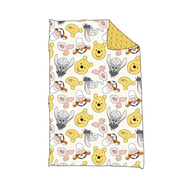 (Custom Design MOQ 5) NO.2 Cartoon Bear Friends Face Print Baby Blanket