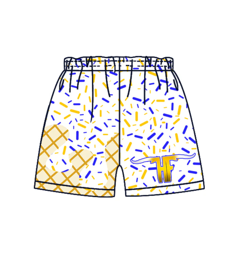 (Custom Design Preorder MOQ 5 Each Design) Team's HF Sprinkles Print Summer Bottom Shorts Mom and Me Matching Clothes