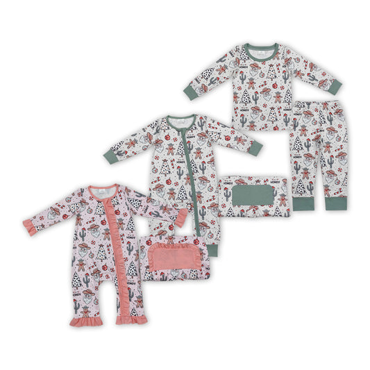 Santa Western Print Sibling Christmas Matching Clothes