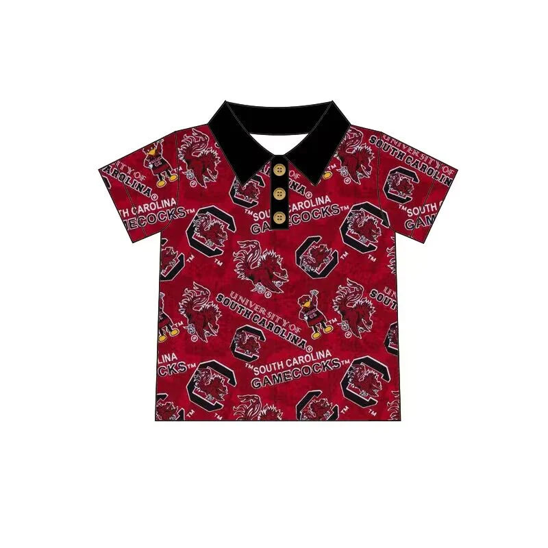 (Custom Design Preorder MOQ 5)  Team's Southcarolina Print Boys Summer Polo Tee Shirts Top