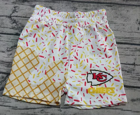 (Custom Design Preorder MOQ 5 ) Team's KC CHIEFS Sprinkles Print Girls Summer Bottom Shorts