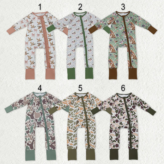 Duck Camo Hunting Print Baby Fall Zipper Sleeper Romper Sibling Wear