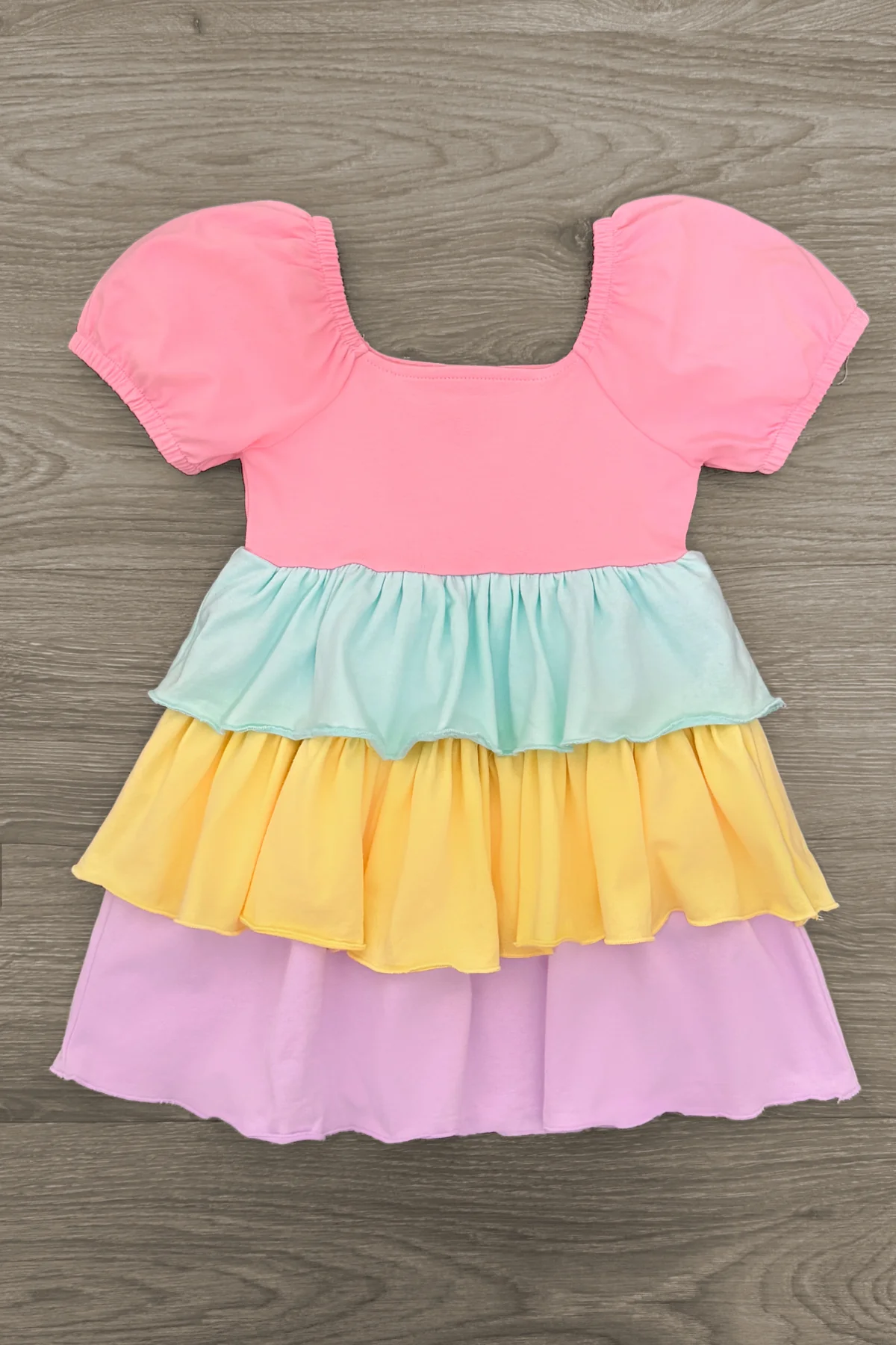 (Custom Design Preorder MOQ 5) Pink Ruffle Cotton Girls Summer Knee Length Dress