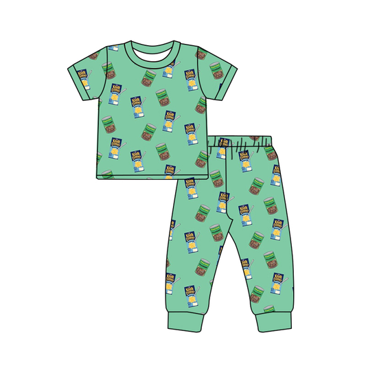 (Split Order Preorder) Deadline November 30 Food Green Print Kids Pajamas Clothes Set