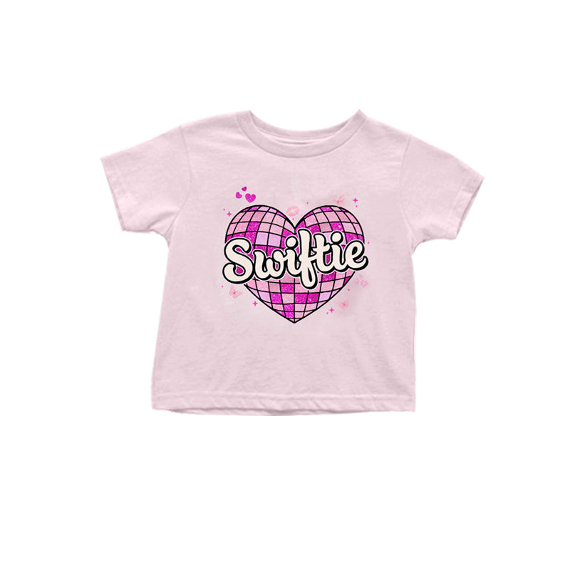 (Custom Design Preorder MOQ 5) Pink Singer Swiftie Print Girls Summer Tee Shirts Top