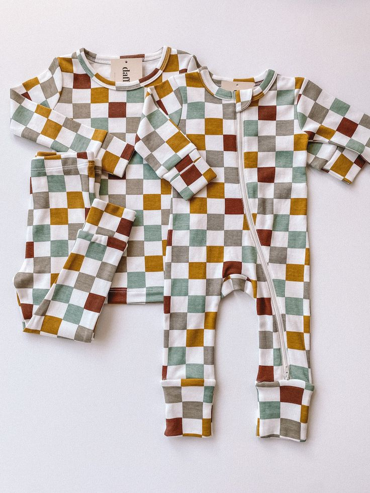 (Custom Design MOQ 5) Plaid Print Baby Fall Zipper Sleeper Romper