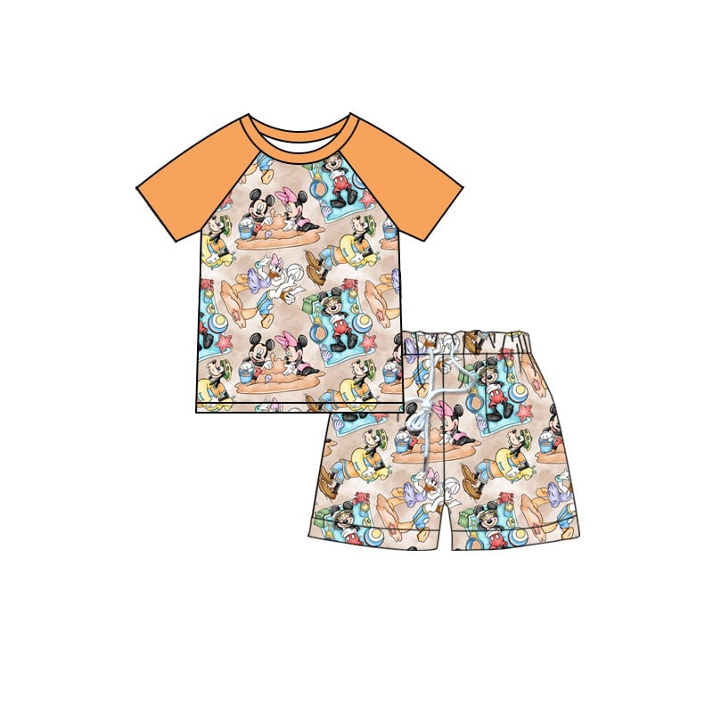 (Custom Design Preorder MOQ 5)  Cartoon Mouse Print Boys 2 Pieces Swimsuits