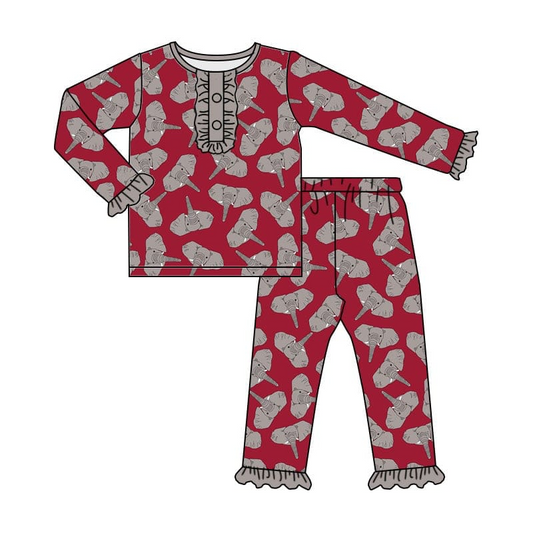 (Custom Design Preorder MOQ 5)  Team's Alabama Print Girls Pajamas Bamboo Clothes Set