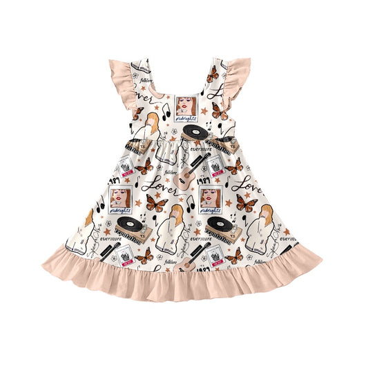 (Custom Design Preorder MOQ 5) Singer Swiftie Print Girls Knee Length Summer Dress