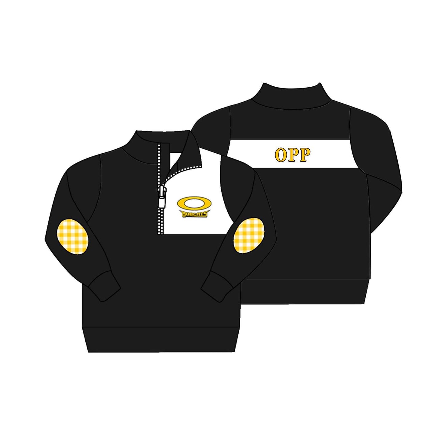 (Custom Design Preorder MOQ 5) OPP Black Print Boys Long Sleeve Zipper Tops