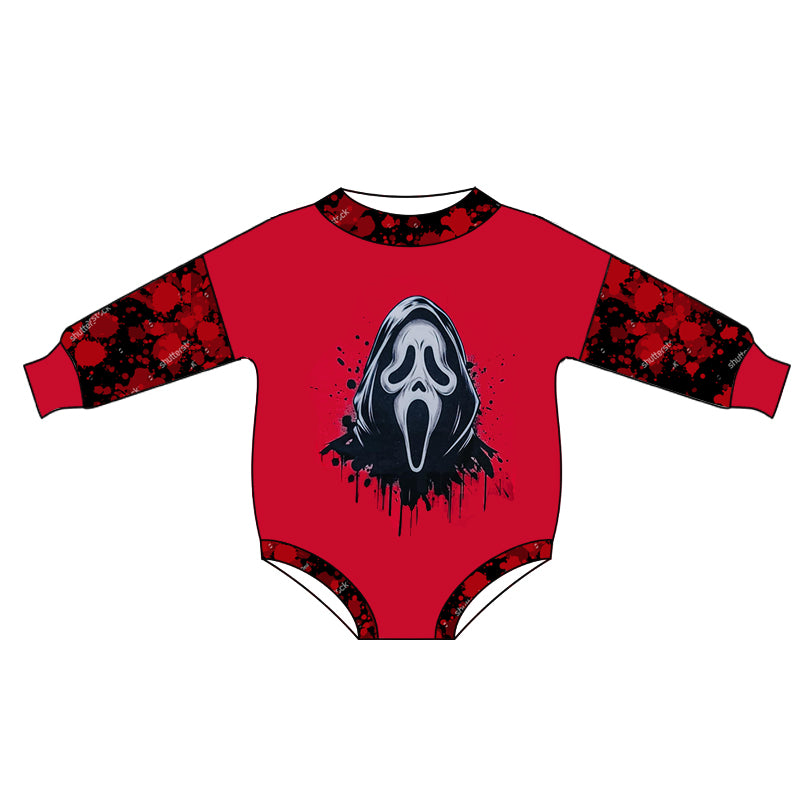 (Custom Design Preorder MOQ 5) Movie Character Call Red Print Baby Halloween Romper