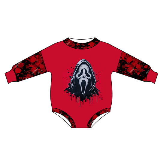 (Custom Design Preorder MOQ 5) Movie Character Call Red Print Baby Halloween Romper