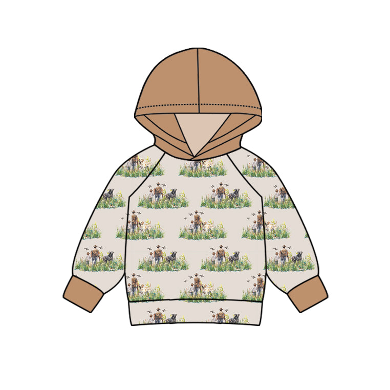 (Custom Design Preorder MOQ 5) Duck Dog Hunting Print Kids Hoodie Tops
