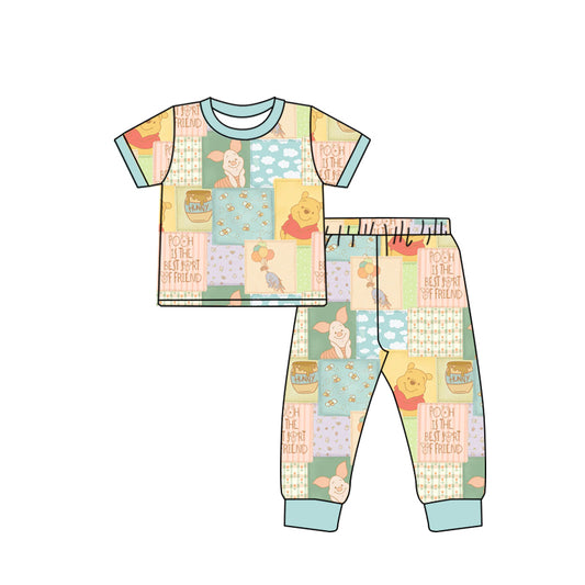 (Custom Design Preorder MOQ 5) Cartoon Animals Print Girls Pajamas Clothes Set