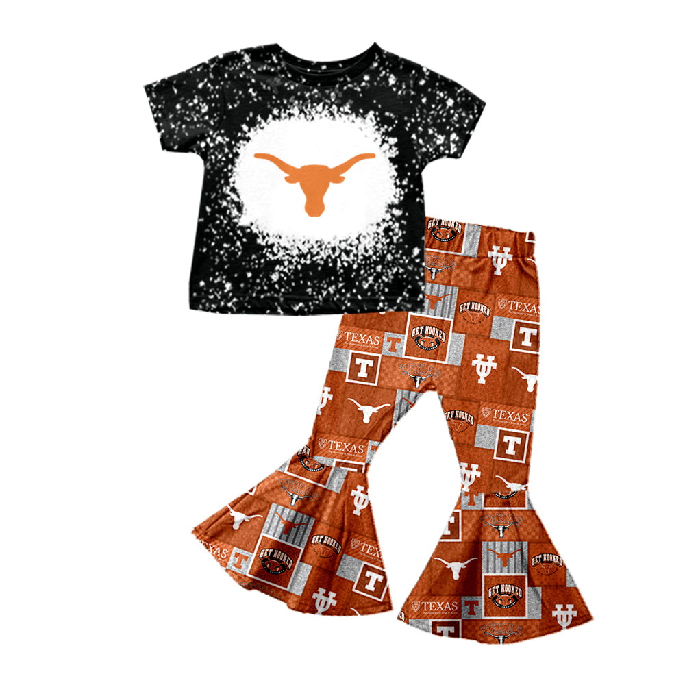 (Split Order Preorder) Deadline November 4 Team's Longhorn Print Bell Pants Girls Clothes Set