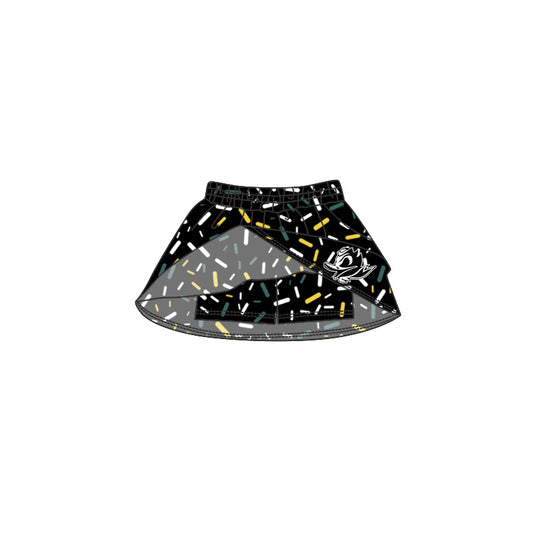 (Custom Design Preorder MOQ 5 Each Item) Team's Oregon Duck Black Sprinkles Print Summer Bottom Skirts Shorts Mom and Me Matching Clothes