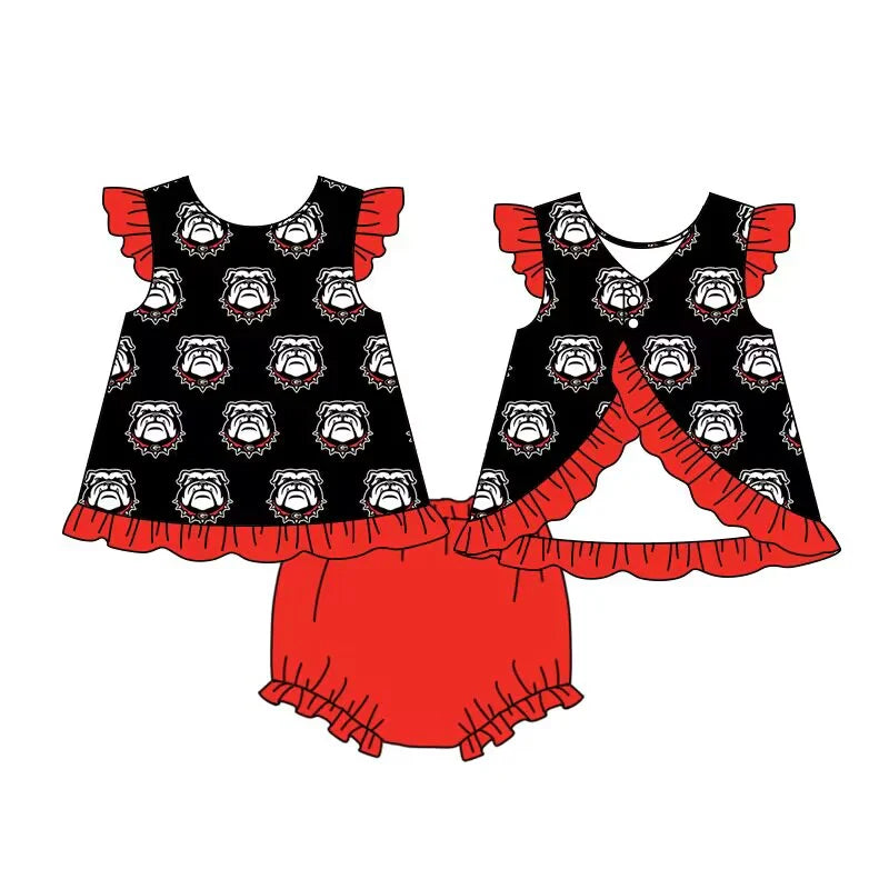 (Custom Design Preorder MOQ 5) Team's Georgia Print Baby Girls Summer Bummie Sets