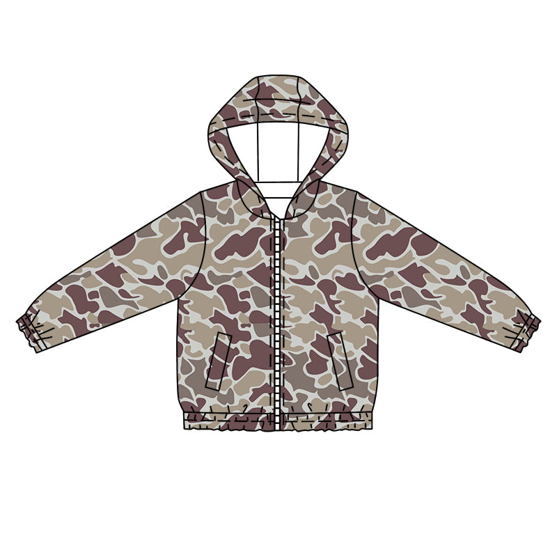 (Pre-order)BT1033 Camo Print Boys Zipper Hoodie Jacket Top