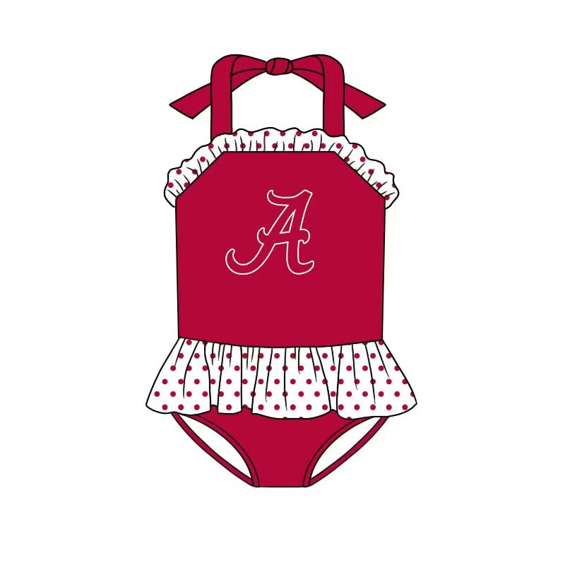 (Custom Design Preorder MOQ 5)  Team's ALABAMA Print Girls 1 Piece Swimsuits