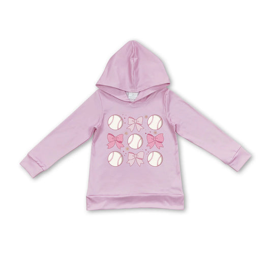 12.11(Custom Design Preorder MOQ 5 ) Baseball Bows Print Girls Hoodie Top