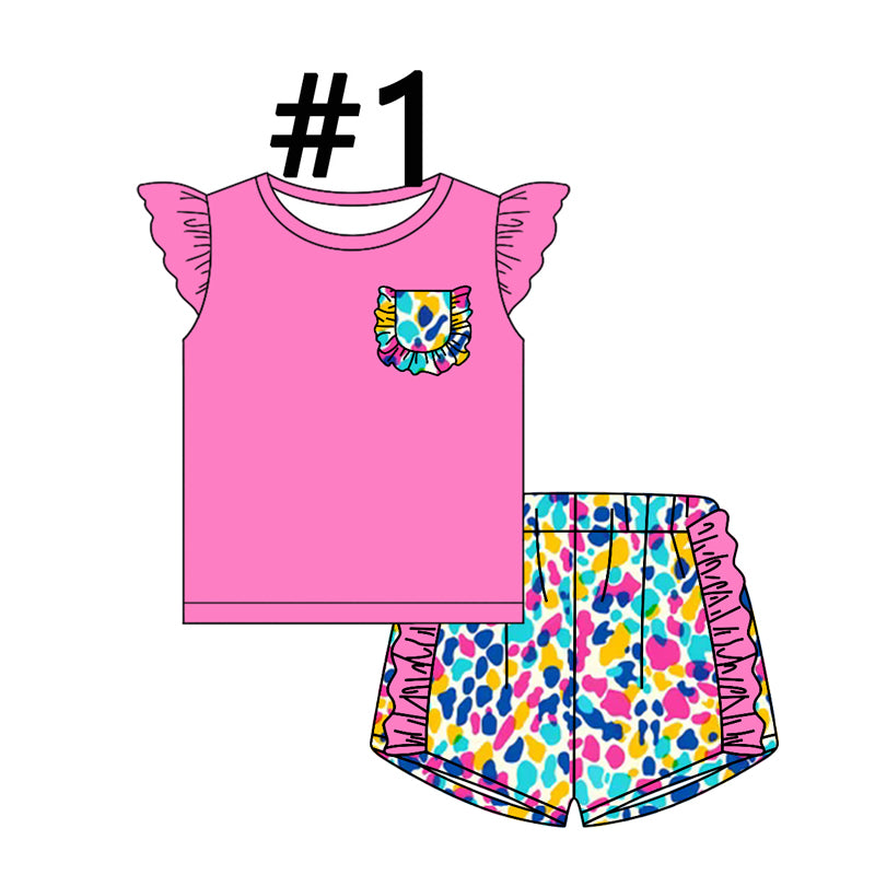 12.14(Custom Design Preorder MOQ 5 Each Design) 1-5 Colors Leopard Print Girls Summer Matching Clothes Sisters Wear