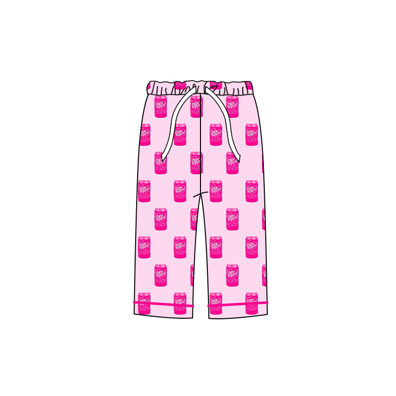 (Custom Design Preorder MOQ 5)  Adult Drinks Hotpink Print Woman Pajamas Bamboo Pants