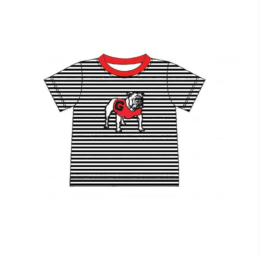 (Custom Design Preorder MOQ 5)  Team's Black Stripes Georgia Print Boys Summer Tee Shirts Top