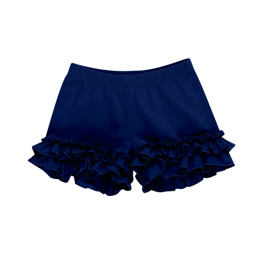 (Custom Design Preorder MOQ 5 ) Navy Color Girls Summer Bottom Ruffle Shorts