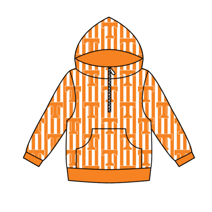 (Custom Design Preorder MOQ 5 Each Design) Team's Tennessee Print Hoodie Zipper Top Mom and Me Matching Clothes