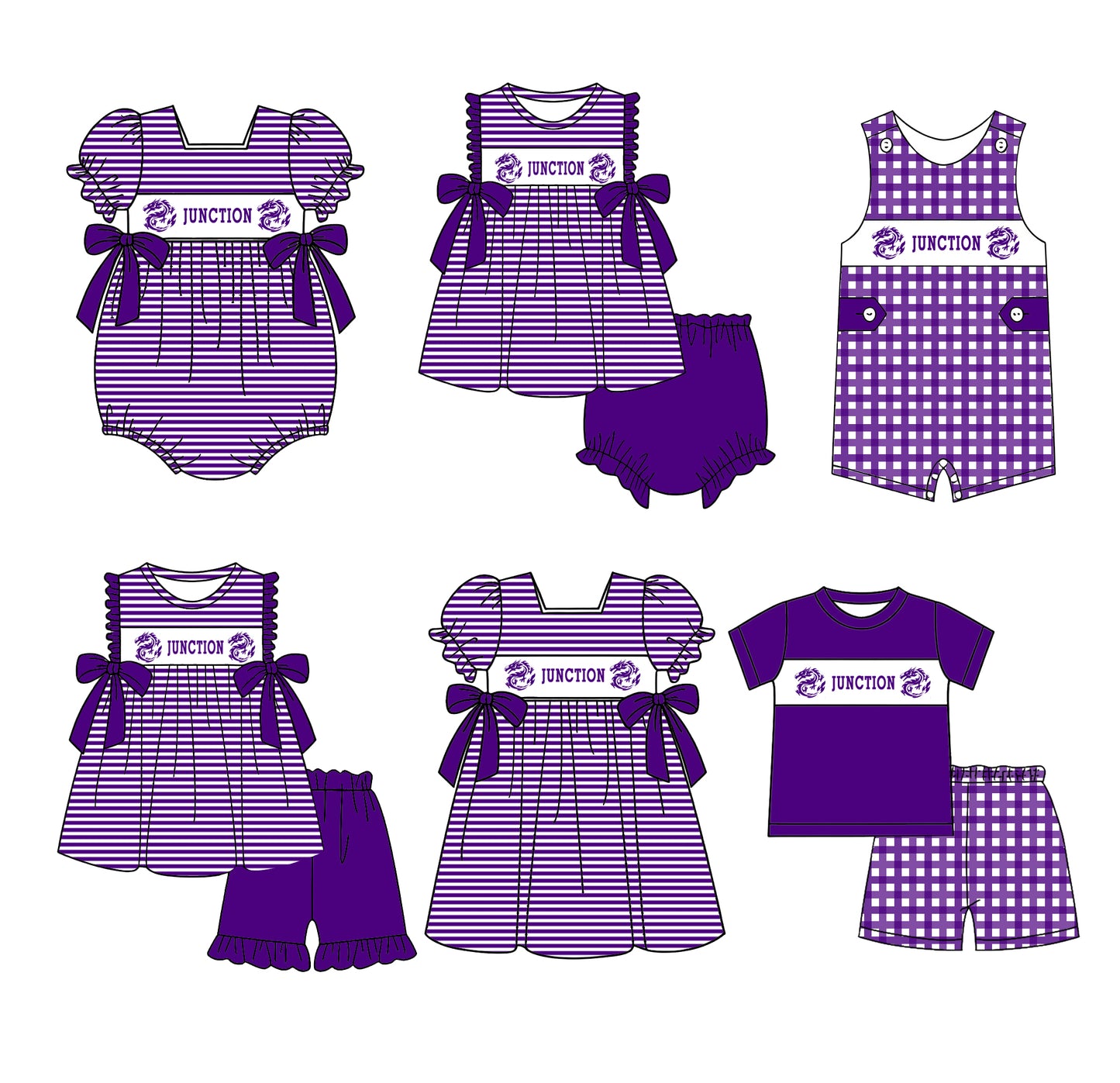 (Custom Design Preorder MOQ 5 Each Design) Team's Junction Print Kids Summer Matching Clothes Sibling Wear