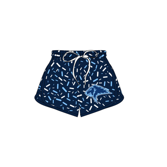 (Custom Design Preorder MOQ 5 Each Item) Team's Prestonwood Navy Sprinkles Print Summer Bottom Sports Shorts Mom and Me Matching Clothes