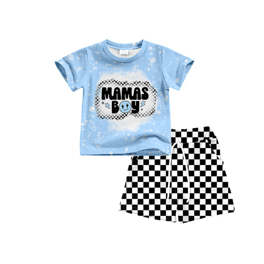 (Custom Design Preorder MOQ 5) MAMA'S BOY Print Shorts Boys Summer Clothes Set