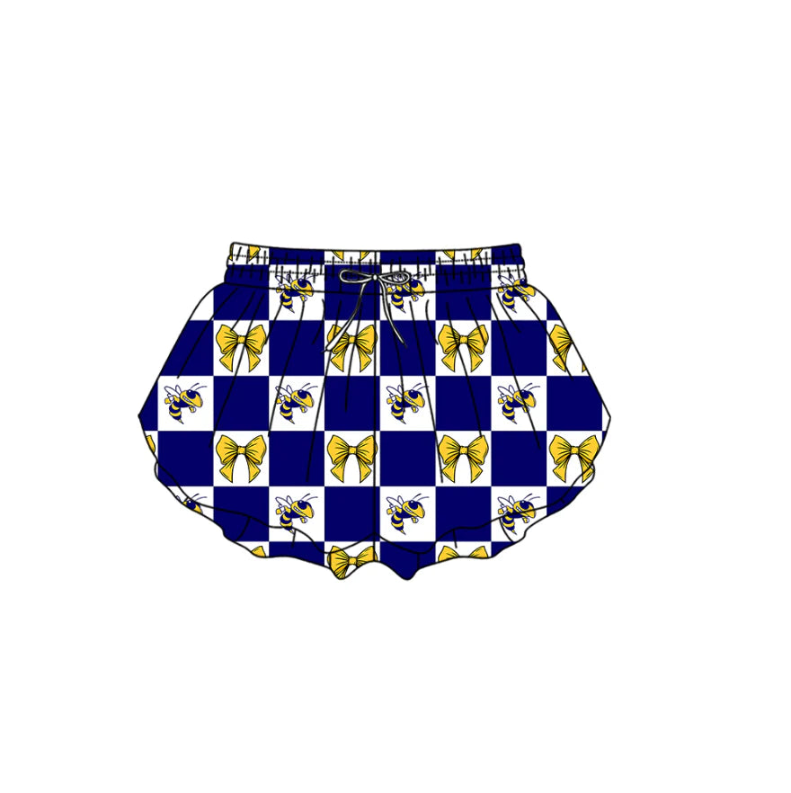 (Custom Design Preorder MOQ 5 Each Color) Team's Yellowjackets Bows Plaid Print Girls Summer Clothes Sisters Matching Wear