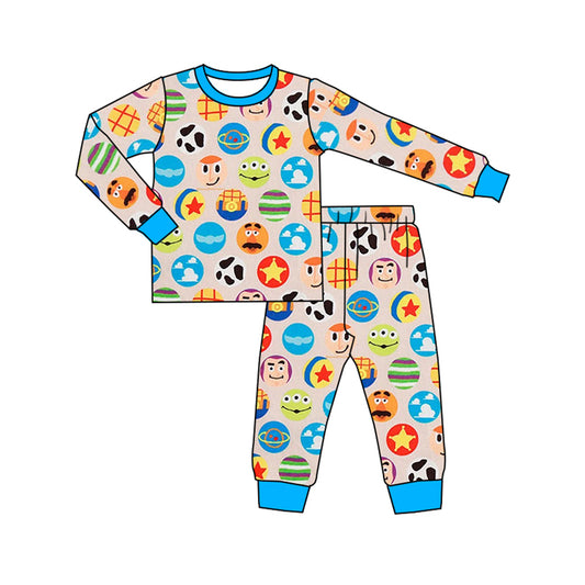 (Custom Design Preorder MOQ 5) Cartoon Toys Print Boys Fall Pajamas Clothes Set