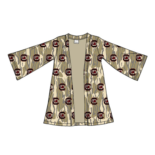 (Custom Design Preorder MOQ 5 Each Item) Team's Gamecock Camo Print Girls Fall Cardigan Top
