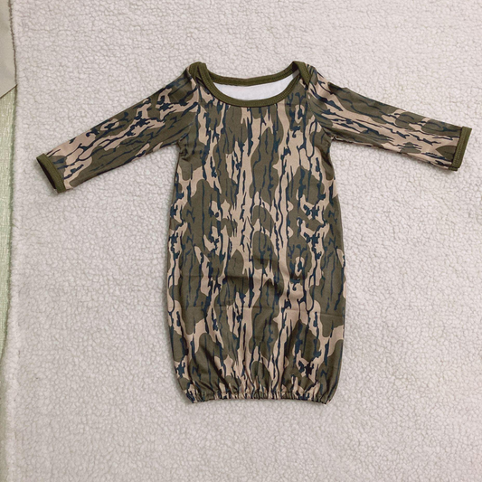 (Custom Design Preorder MOQ 5) Baby Camo Print Gown Newborn Clothes