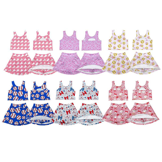 Balls Print Skirts Shorts Girls Summer Yoga Clothes Sisters Wear