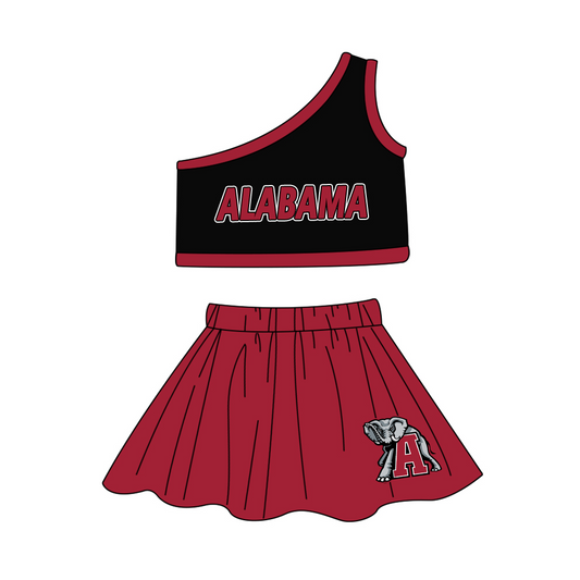 (Custom Design Preorder MOQ 5) Team's ALABAMA Print Girls Summer Skirts Clothes Set