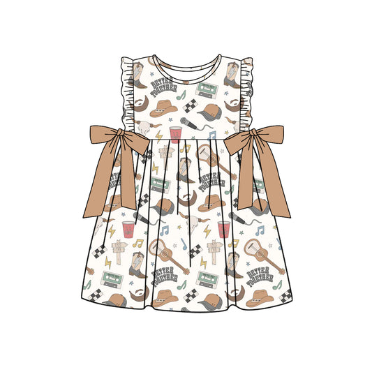 (Pre-order)GSD1594 Better Together Western Print Girls Summer Knee Length Dress