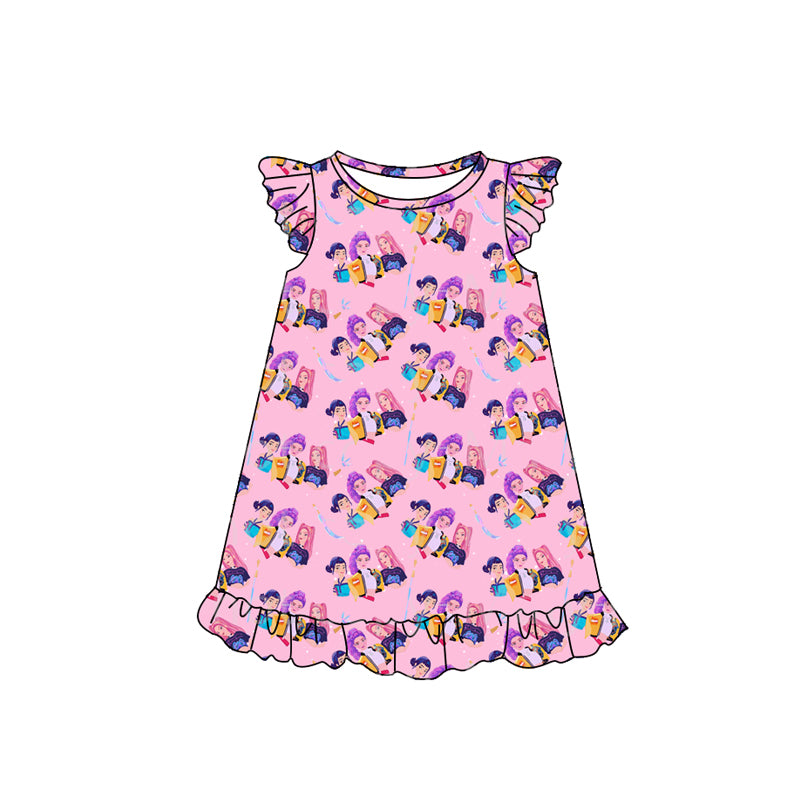 (Custom Design Preorder MOQ 5 Each Item) Cartoon KPOP Character Pink Print Girls Matching Clothes