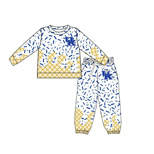 (Custom Design Preorder MOQ 5) Team's UK Top Sprinkles Joggers Pants Boys Fall Clothes Set