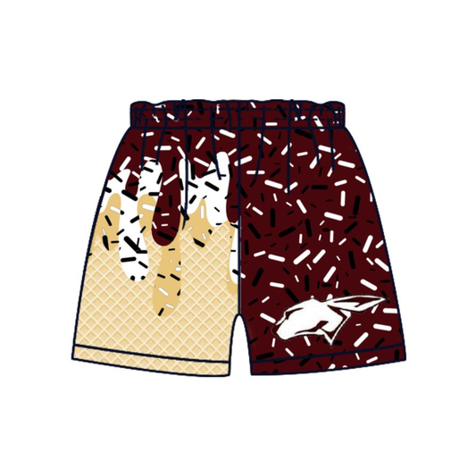 (Custom Design Preorder MOQ 5 Each Item) Team's Ralls ISD Sprinkles Print Summer Bottom Shorts Mom and Me Matching Clothes
