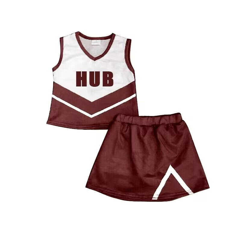 (Custom Design Preorder MOQ 5)  Team's HUB Print Girls Skirts Clothes Set